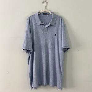 Polo Ralph Lauren Iconic Mesh Blue Heather Short Sleeve Cotton Shirt